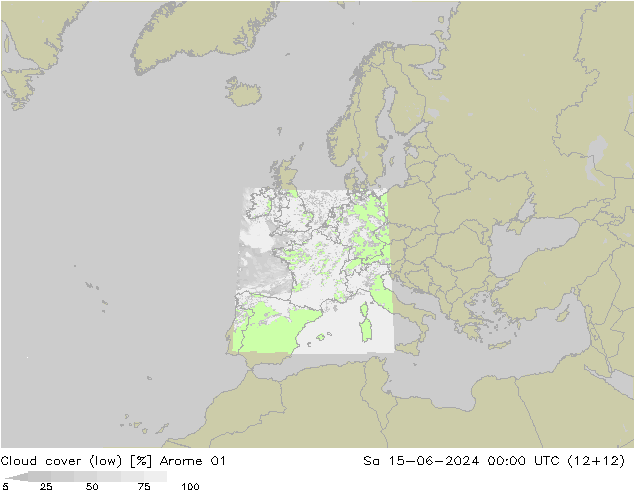 zachmurzenie (niskie) Arome 01 so. 15.06.2024 00 UTC