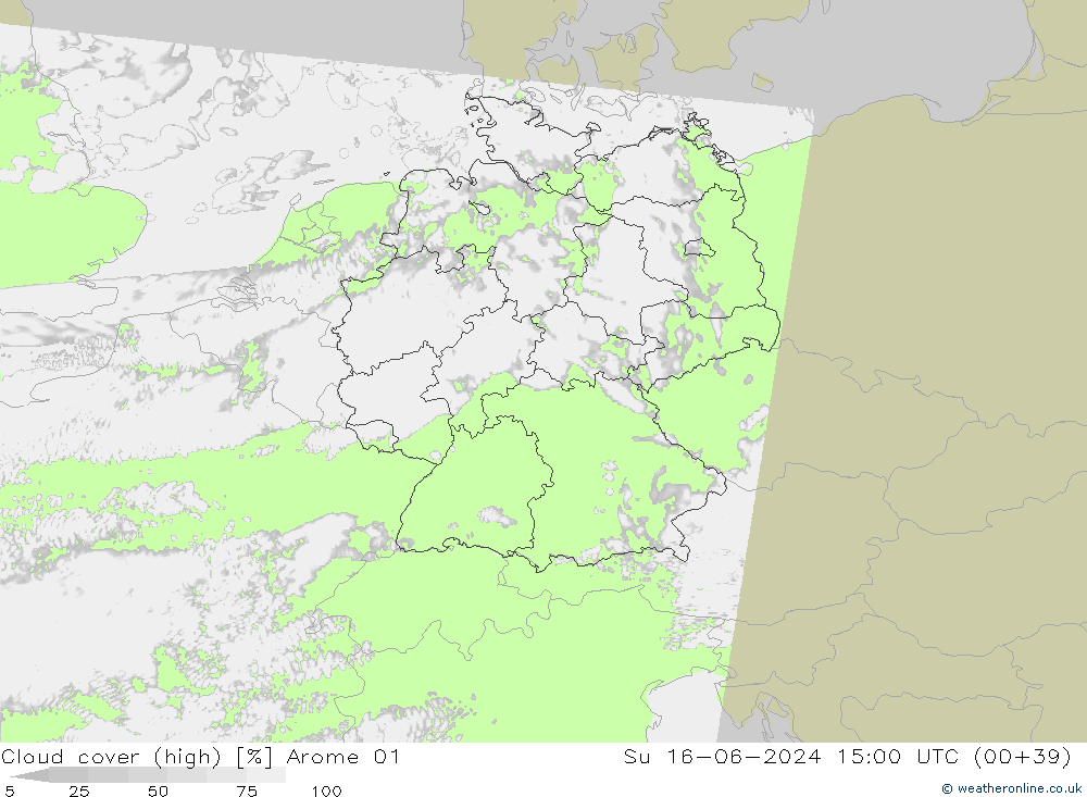 Bulutlar (yüksek) Arome 01 Paz 16.06.2024 15 UTC