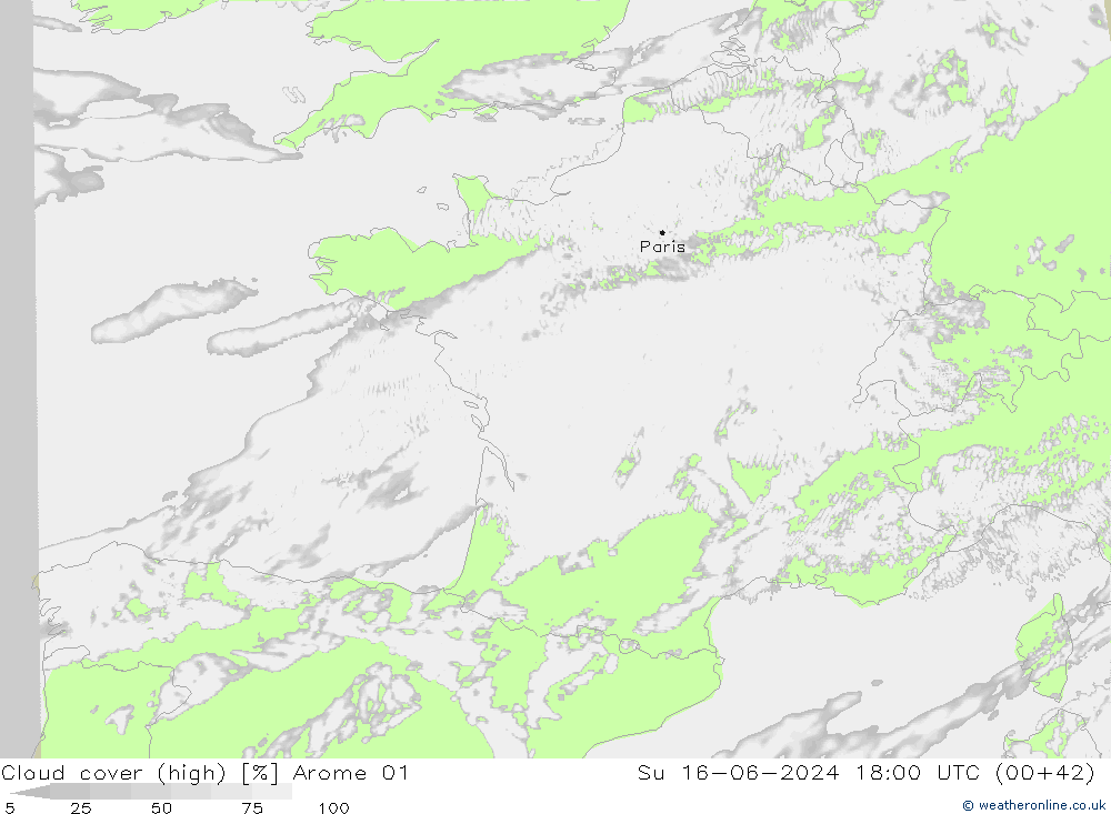 Nubes altas Arome 01 dom 16.06.2024 18 UTC