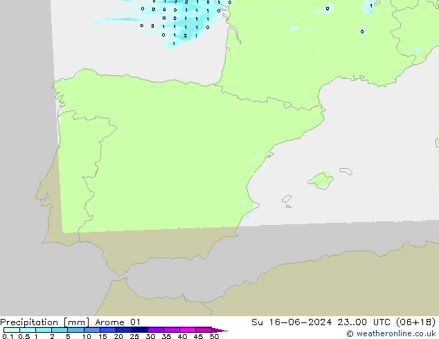 Niederschlag Arome 01 So 16.06.2024 00 UTC