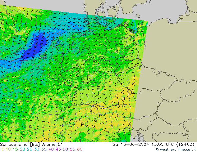 Surface wind Arome 01 Sa 15.06.2024 15 UTC