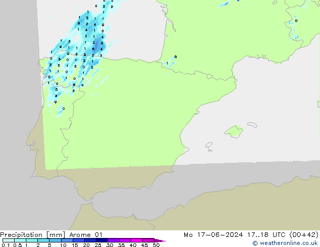 Precipitazione Arome 01 lun 17.06.2024 18 UTC