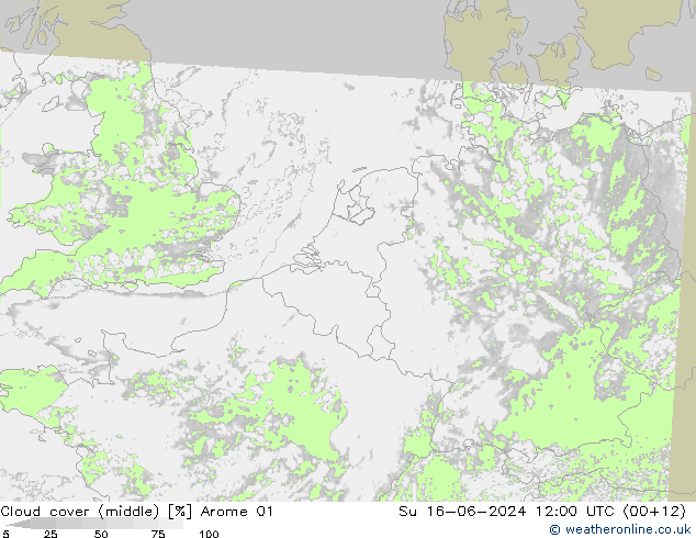 Bewolking (Middelb.) Arome 01 zo 16.06.2024 12 UTC