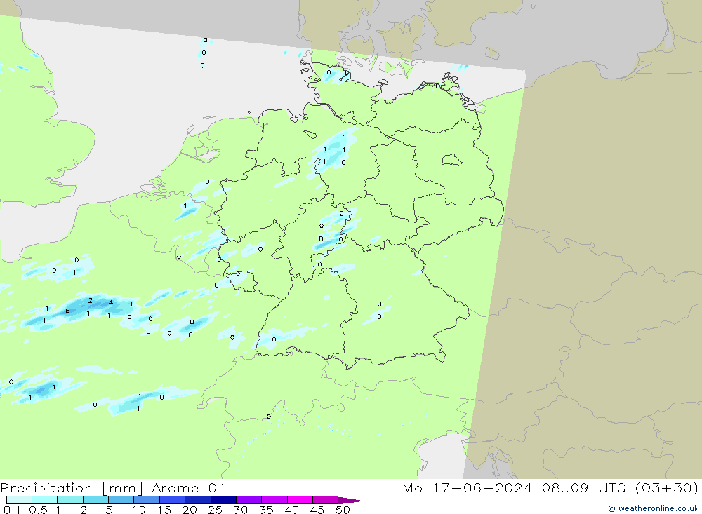 Yağış Arome 01 Pzt 17.06.2024 09 UTC