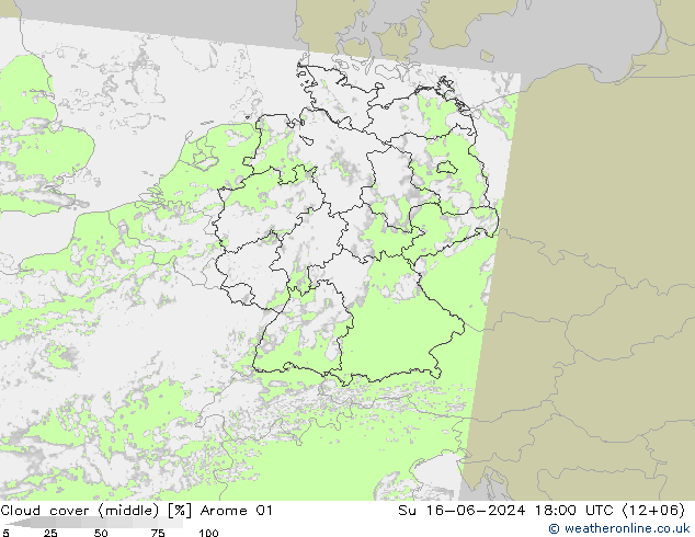 oblačnosti uprostřed Arome 01 Ne 16.06.2024 18 UTC