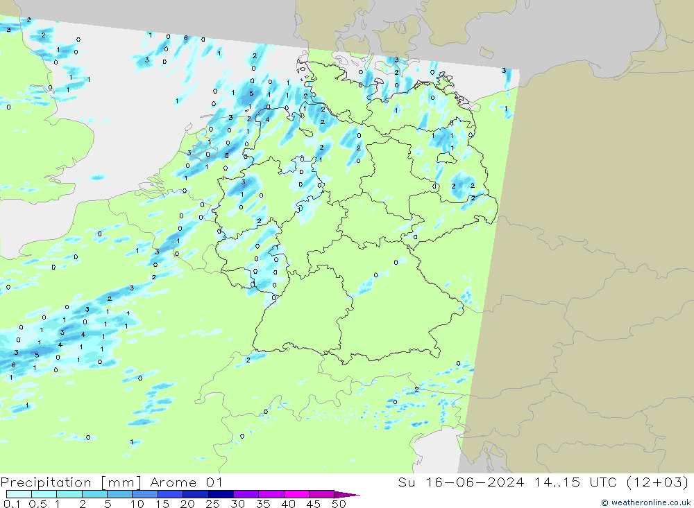 Precipitation Arome 01 Su 16.06.2024 15 UTC