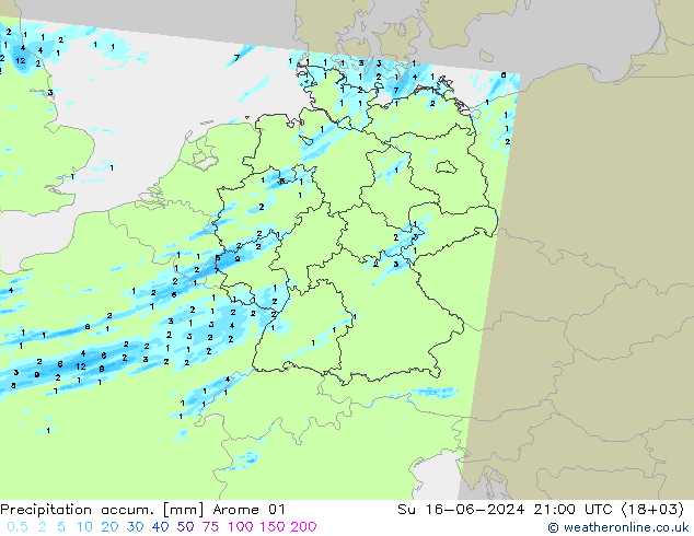 Precipitation accum. Arome 01 Su 16.06.2024 21 UTC