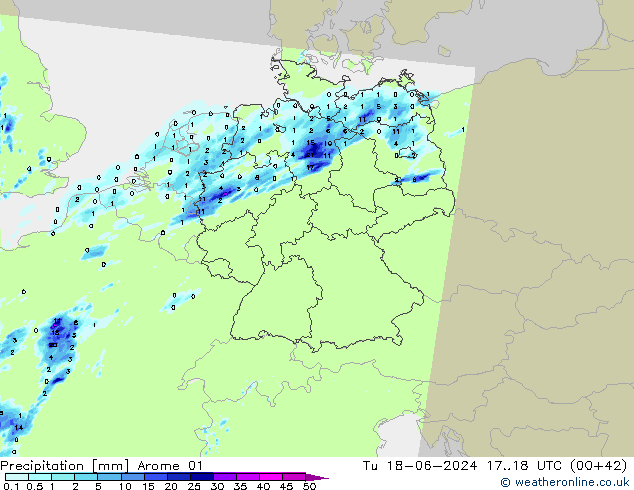 precipitação Arome 01 Ter 18.06.2024 18 UTC