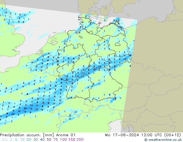 Precipitation accum. Arome 01 Seg 17.06.2024 12 UTC
