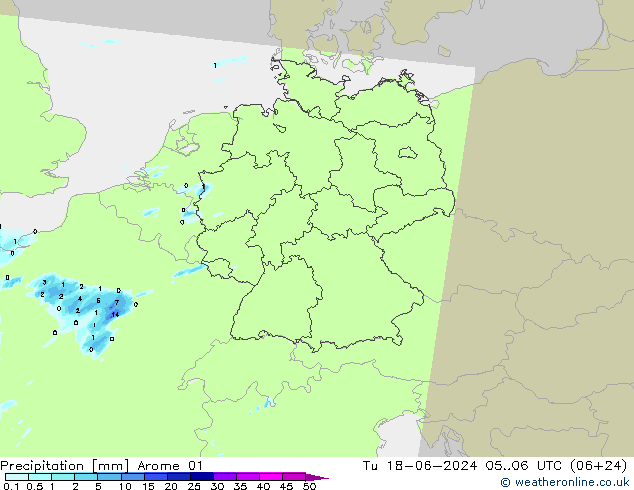 Precipitazione Arome 01 mar 18.06.2024 06 UTC