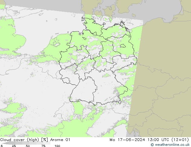 Nuages (élevé) Arome 01 lun 17.06.2024 13 UTC