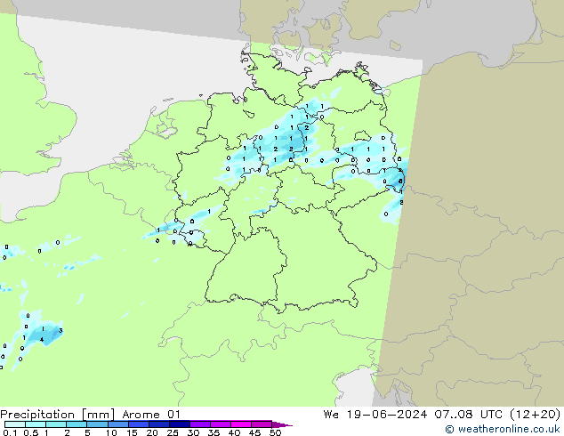 Precipitation Arome 01 We 19.06.2024 08 UTC