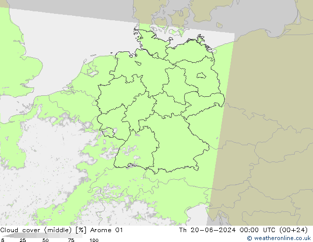 zachmurzenie (środk.) Arome 01 czw. 20.06.2024 00 UTC