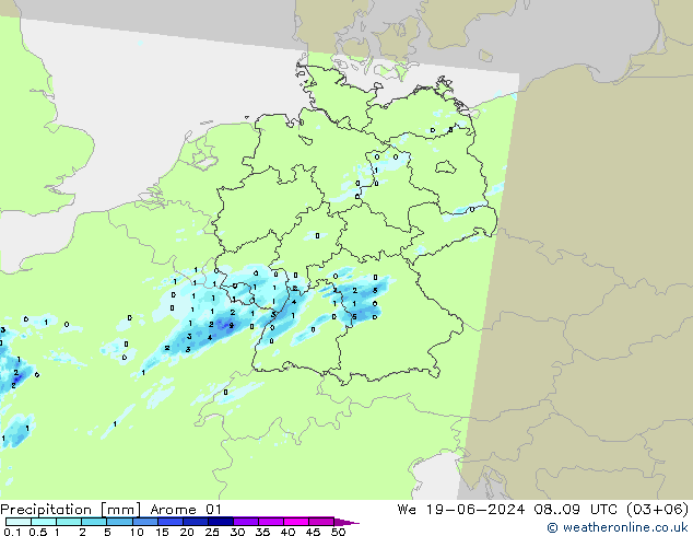 Neerslag Arome 01 wo 19.06.2024 09 UTC