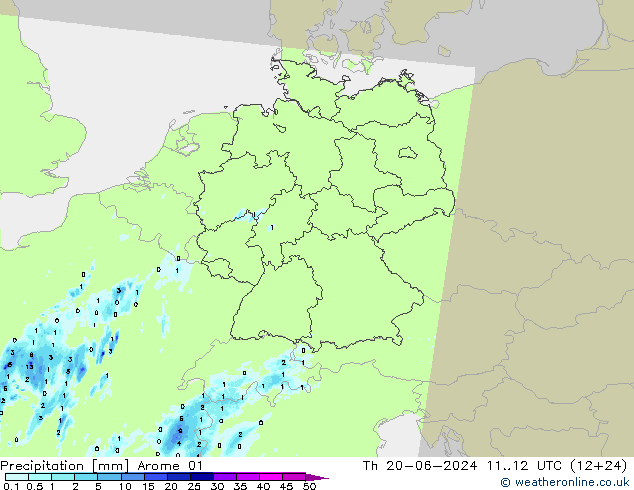 Precipitazione Arome 01 gio 20.06.2024 12 UTC