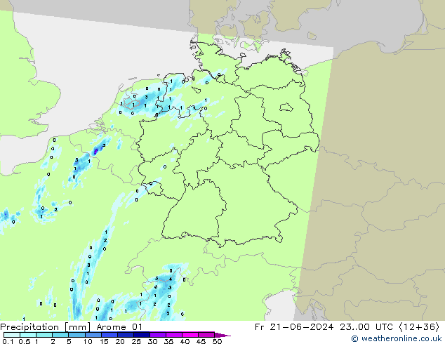 Niederschlag Arome 01 Fr 21.06.2024 00 UTC
