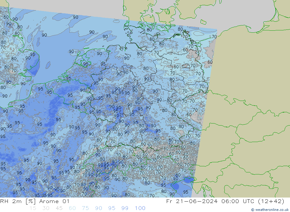 RH 2m Arome 01 Fr 21.06.2024 06 UTC