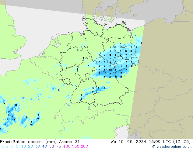 Toplam Yağış Arome 01 Çar 19.06.2024 15 UTC
