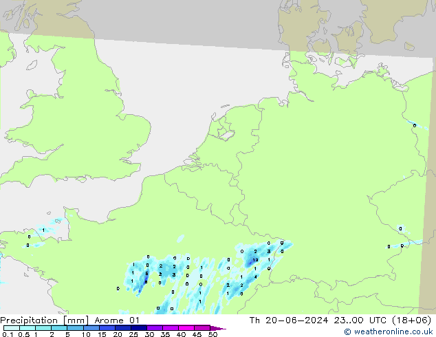 降水 Arome 01 星期四 20.06.2024 00 UTC