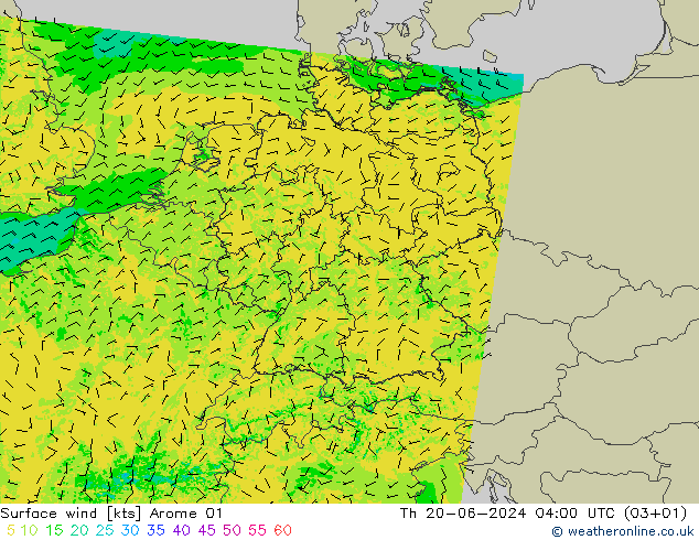 Bodenwind Arome 01 Do 20.06.2024 04 UTC