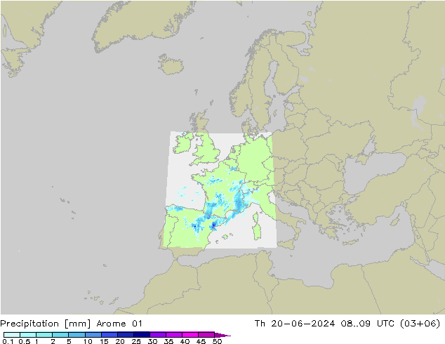 降水 Arome 01 星期四 20.06.2024 09 UTC