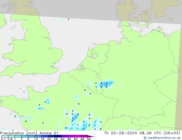 Neerslag Arome 01 do 20.06.2024 09 UTC