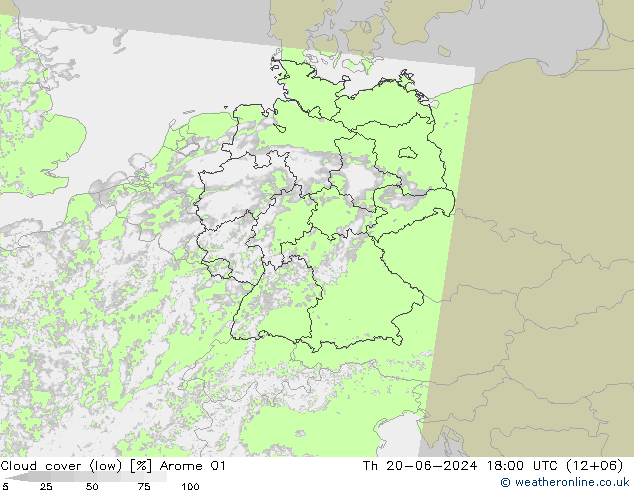 nízká oblaka Arome 01 Čt 20.06.2024 18 UTC