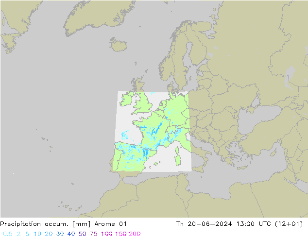 Precipitación acum. Arome 01 jue 20.06.2024 13 UTC