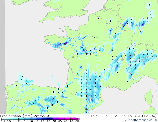Precipitation Arome 01 Th 20.06.2024 18 UTC