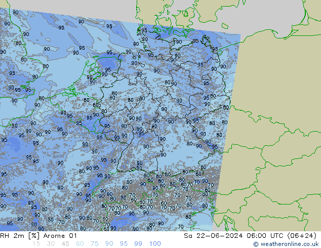 RH 2m Arome 01 Sa 22.06.2024 06 UTC