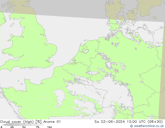 nuvens (high) Arome 01 Sáb 22.06.2024 12 UTC