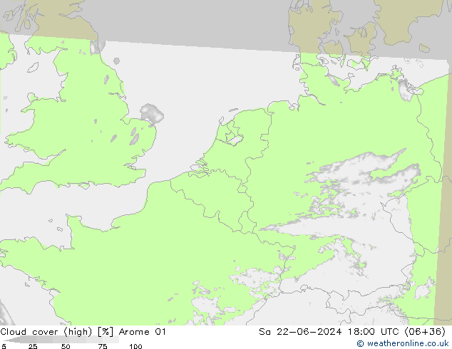 Nuages (élevé) Arome 01 sam 22.06.2024 18 UTC