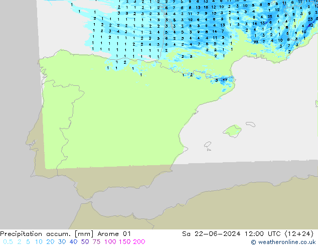 Toplam Yağış Arome 01 Cts 22.06.2024 12 UTC