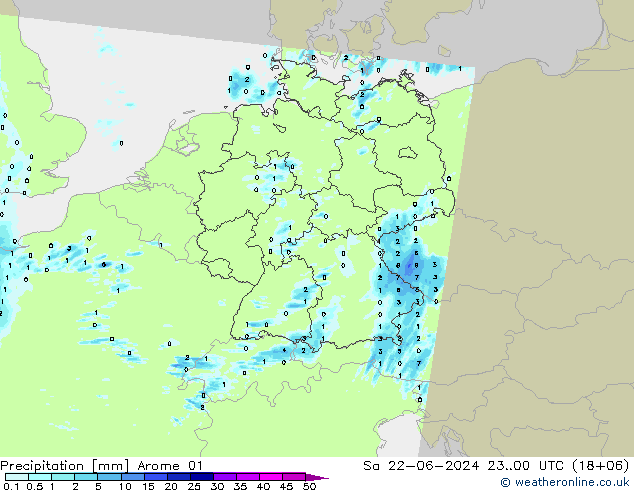 Niederschlag Arome 01 Sa 22.06.2024 00 UTC