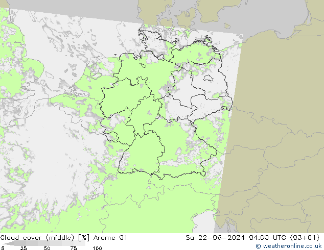 Nubi medie Arome 01 sab 22.06.2024 04 UTC