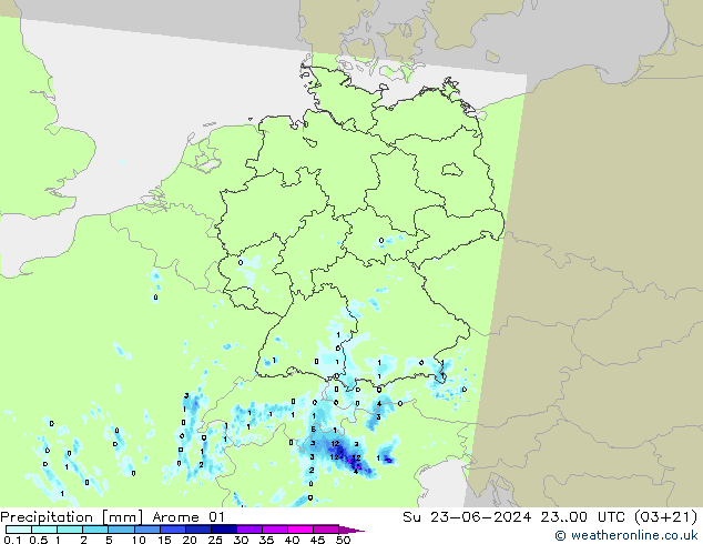 Precipitación Arome 01 dom 23.06.2024 00 UTC