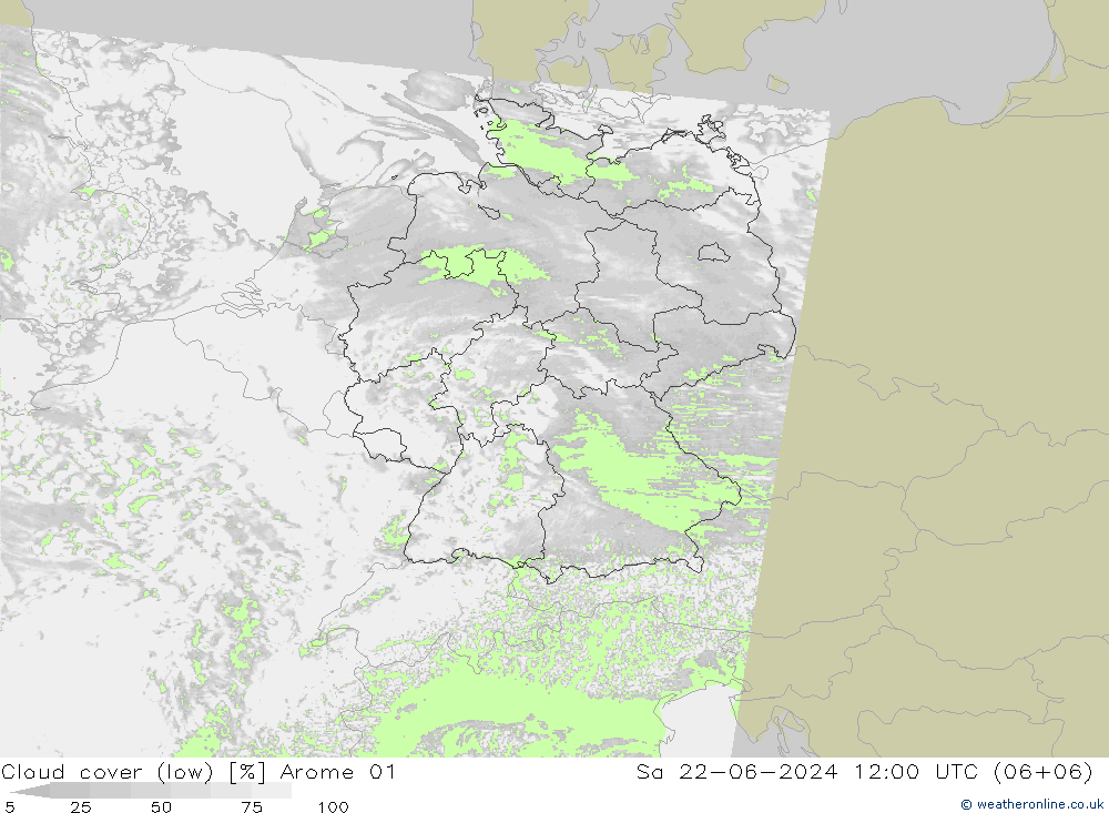 Wolken (tief) Arome 01 Sa 22.06.2024 12 UTC