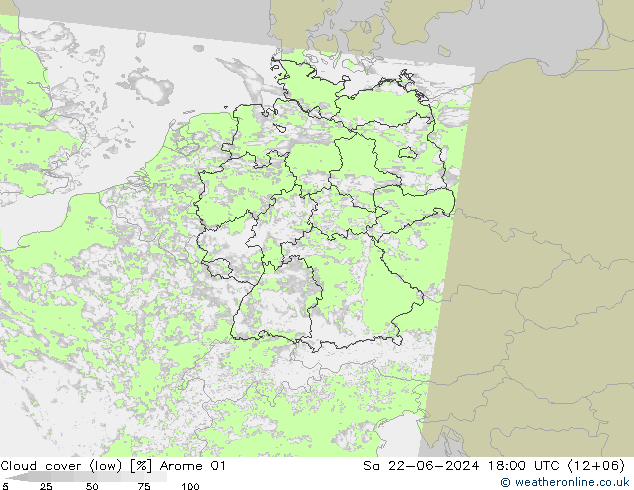 Nubes bajas Arome 01 sáb 22.06.2024 18 UTC