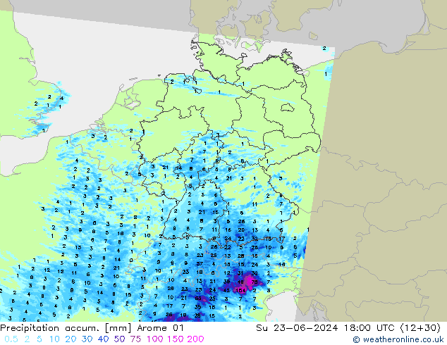 Nied. akkumuliert Arome 01 So 23.06.2024 18 UTC