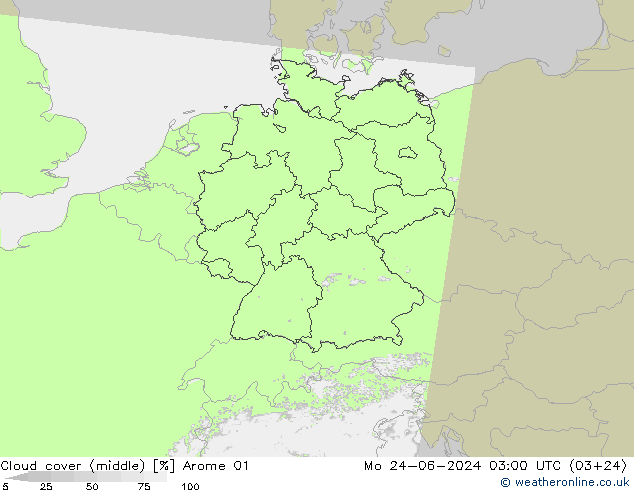 Cloud cover (middle) Arome 01 Mo 24.06.2024 03 UTC