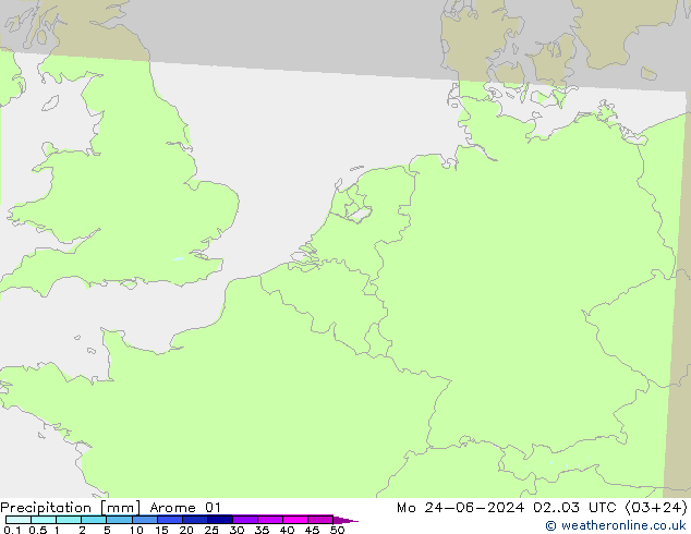 Precipitation Arome 01 Mo 24.06.2024 03 UTC