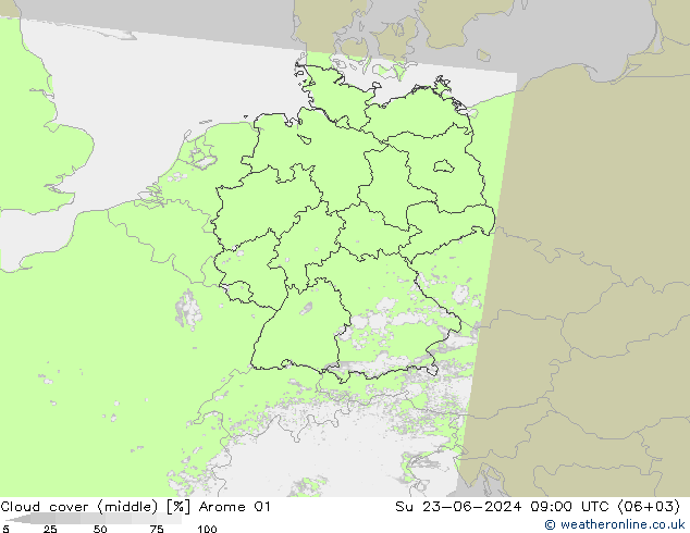 Nuages (moyen) Arome 01 dim 23.06.2024 09 UTC