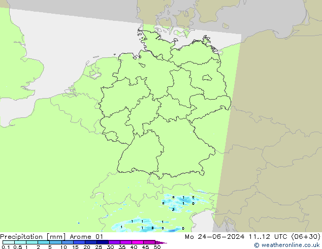 Precipitazione Arome 01 lun 24.06.2024 12 UTC