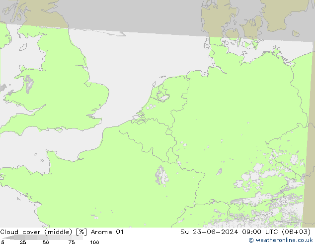 Nubi medie Arome 01 dom 23.06.2024 09 UTC