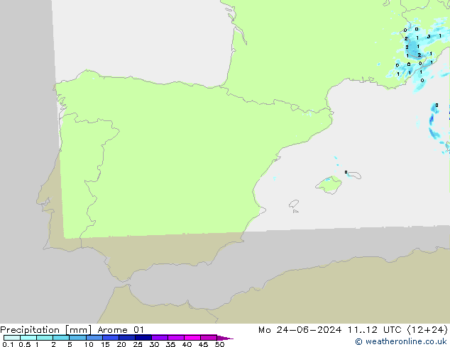 Precipitation Arome 01 Mo 24.06.2024 12 UTC