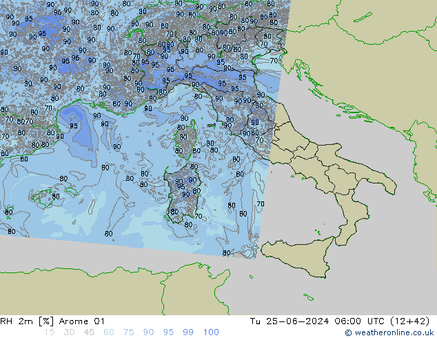 RH 2m Arome 01 Tu 25.06.2024 06 UTC