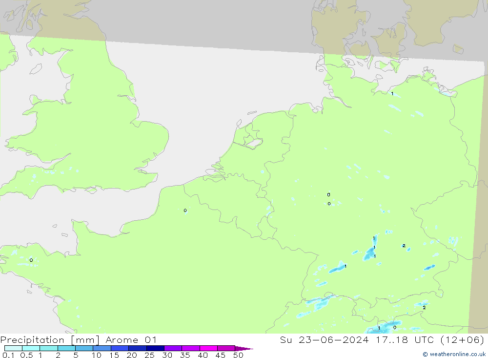 Precipitación Arome 01 dom 23.06.2024 18 UTC
