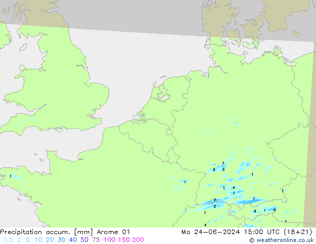 Precipitation accum. Arome 01 Po 24.06.2024 15 UTC