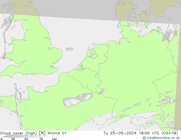Nubes altas Arome 01 mar 25.06.2024 18 UTC