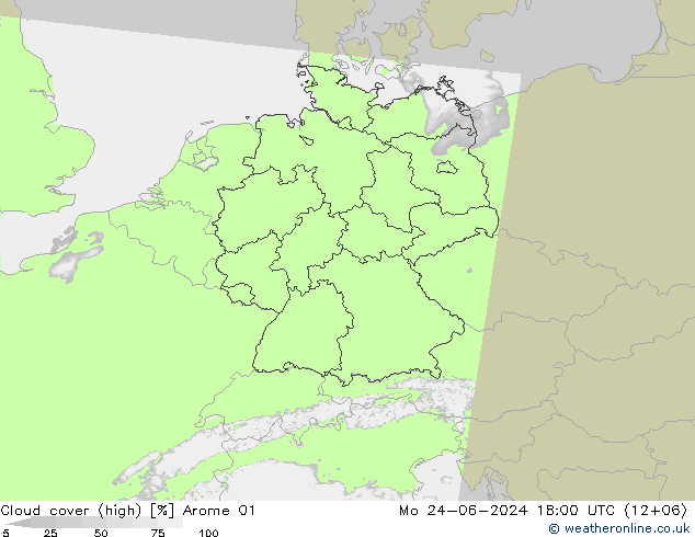 Bewolking (Hoog) Arome 01 ma 24.06.2024 18 UTC